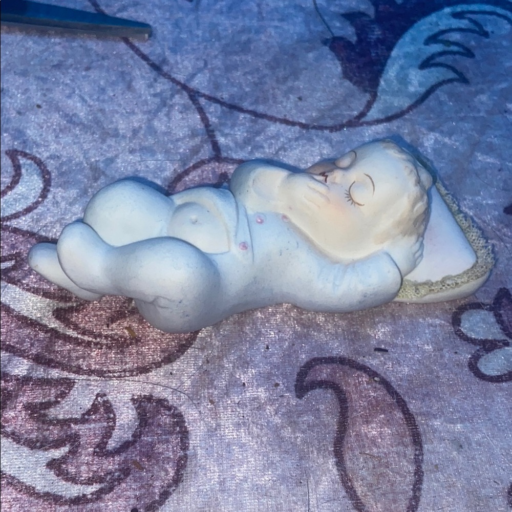 vintage ceramic sleeping baby figurine